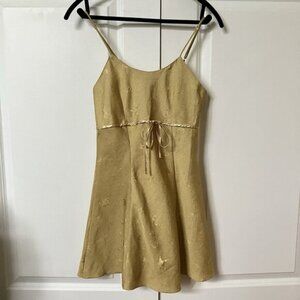 Vintage La Senza Slip Dress Womens S Gold Celestial Metallic Lingerie Whimsigoth